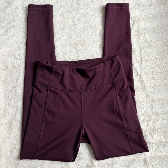 Victoria's Secret Studio High Rise Leggings w/ Pockets Burgundy Size 8 / Medium - Picture 2 of 9